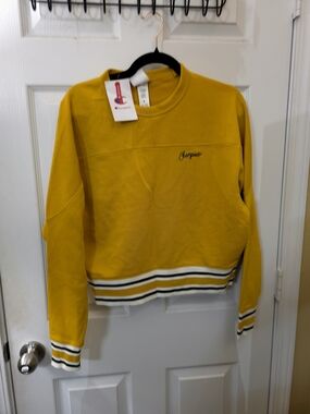 NWT Champion Mustard Yellow Cropped Crewneck Sweatshirt Size Small
